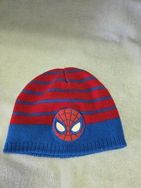 Marvel Spider-Man Red and Blue Striped Knit Hat